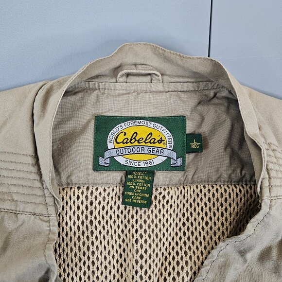 Cabelas Safari Vest Mens Large Beige Multi Pocket Fishing Hunting - Picture 6 of 16